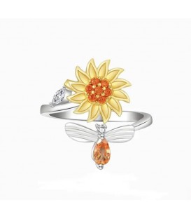 Anillo Ajustable Girasol Luna Giratorio Anti Estrés Regalo